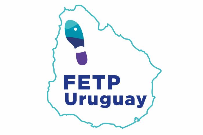 Contorno de Uruguay, y dentro un huella y las palabras FETP Uruguay