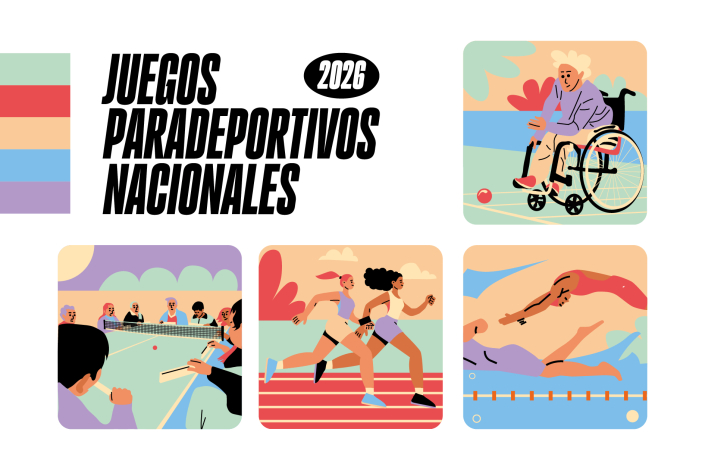 Banner web JPN 2026 Logo de los JPN e e ilustraciones de las 4 disciplinas de deportes adaptados.