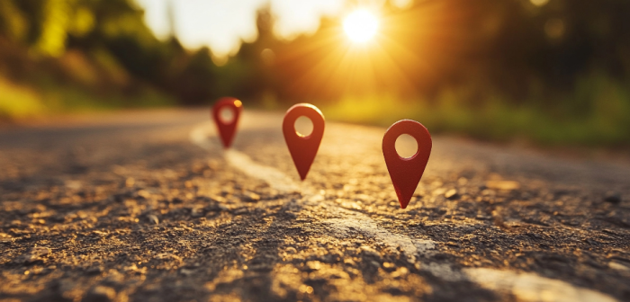 Ruta con íconos de señalar lugar